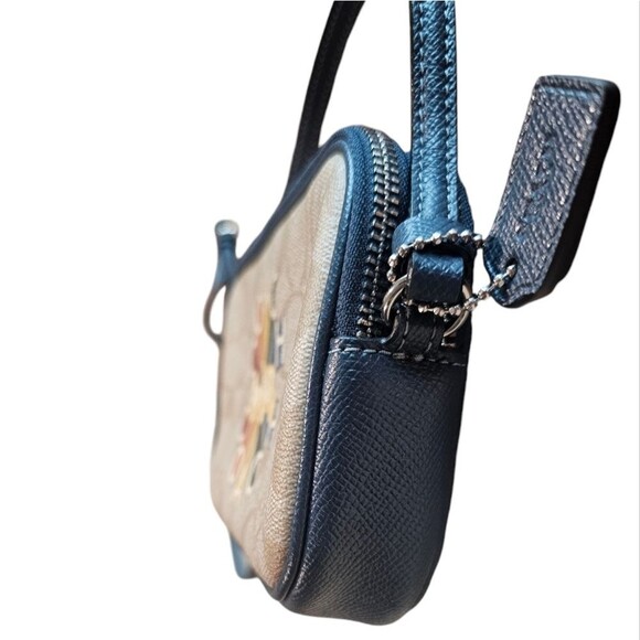 Coach Crossbody Pouch In Signature Canvas Coach Radial Rainbow Navy Leather NWOT - Picture 4 of 16